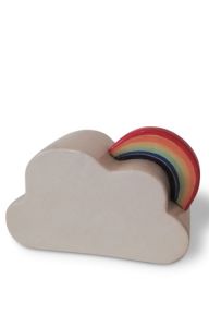 Handgemaakte baby urn 'Wolkje met regenboog'