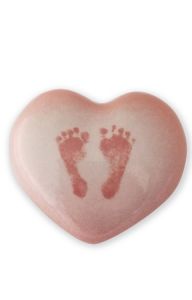 Handgemaakte baby urn hart met voetjes