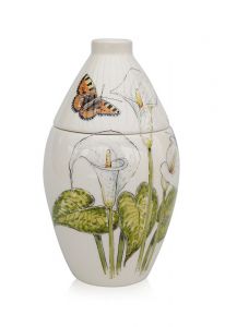 Handbeschilderde urn 'Vlinder met Aronskelken'