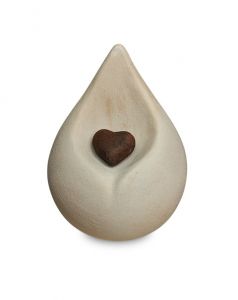 Traandruppelvormige bio urn 'Celest' met hart