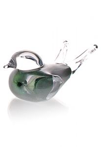 Mini urn van kristalglas 'Vogeltje' groen avanturijn