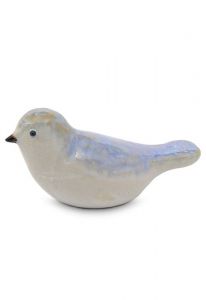 Mini urn van kristalglas 'Vogeltje' lichtblauw