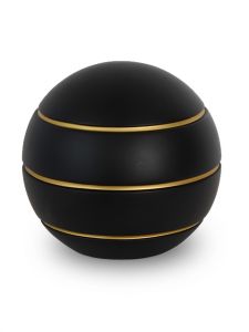 Glasfiber urn 'Atlas' zwart met gouden lijnen