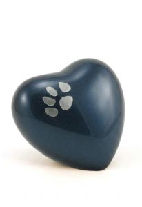 Blauwe dierenurn 'Hart met pootafdruk'
