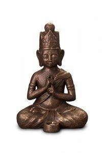 Boeddha urn 'Dai Nichi' met kaarshouder | brons- en zilverkleurig