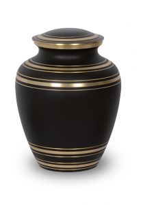 Messing urn zwart met goudkleurige lijnen