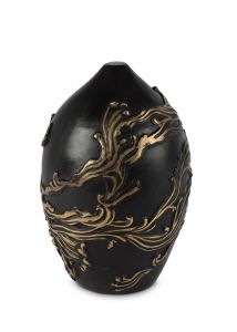 Zwarte urn van brons met goudkleurige golven