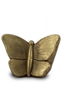 Keramische kunst mini urn Vlinder goudkleurig