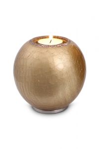 Kristal glazen kaarshouder mini urn goudkleurig craquelé