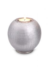 Kristal glazen kaarshouder mini urn zilverkleurig craquelé