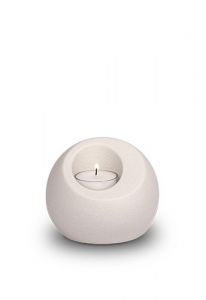 Mini-urn porselein 'Lumos' met kaarshouder mat wit