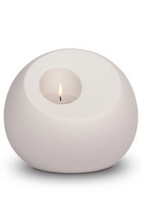 Urn porselein 'Lumos' met kaarshouder mat wit