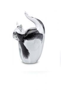 Mini urn van kristalglas 'Poes' zwart / wit