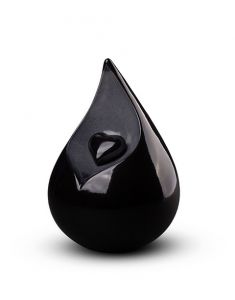 Traandruppelvormige urn 'Celest' met hart | zwart