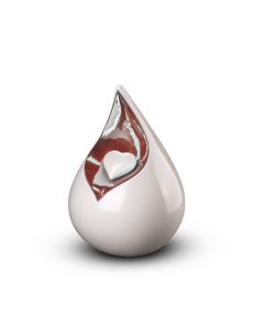 Gebroken witte traandruppel mini urn 'Celest' | versch. afmetingen