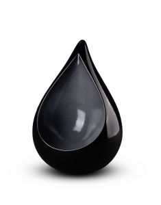 Traandruppelvormige urn 'Celest' zwart-grijs