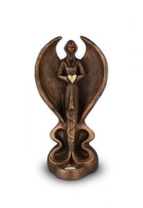 Beeld mini urn 'Angel of hope' met waxinelichthouder