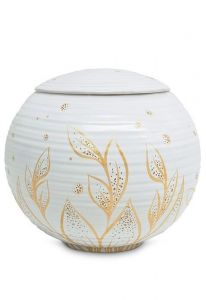 Urn porselein 'Sfera' - Metalic goudkleurige bloemen