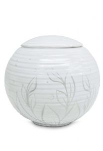 Urn porselein 'Sfera' - Metalic zilverkleurige bloemen