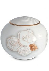 Urn porselein 'Sfera' - Stijlvolle rozen met koper & goudkleur