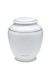 Mini urn van porselein 'Classica' | Mat platinumkleurige bladeren