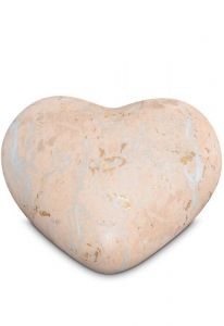 Halfstaande roze hart urn met marmer motief - Love Collectie