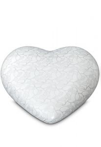 Halfstaande hart urn met mat platinum kleurige bladeren