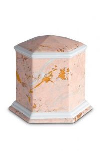 Urn van porselein 'Esagono' | roze marmer motief