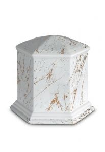 Urn van porselein 'Esagono' | Carrara marmer met goudkleurige aders