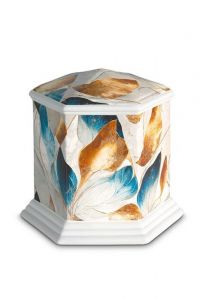 Urn van porselein 'Esagono' | Multicolor met natuurlijke structuur