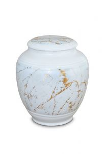 Mini urn van porselein 'Classica' | Carrara marmer met goudkleurige aders motief