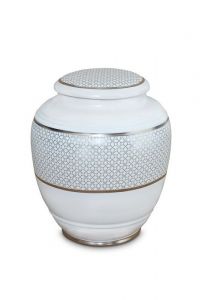 Mini urn van porselein 'Classica' | klavertjes vier met dubbele platinum boorden
