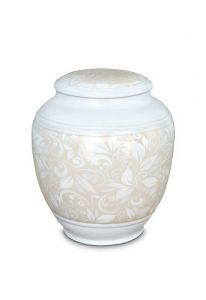 Mini urn van porselein 'Classica' met beige bloemmotief