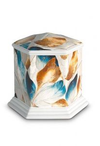 Mini urn van porselein 'Esagono' | Multicolor met natuurlijke structuur