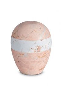 Porseleinen mini urn 'Planet' - Roze marmer motief