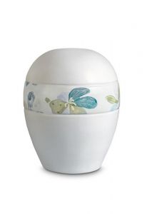 Porseleinen mini urn 'Planet' - Band met bloemen