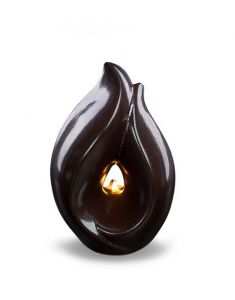 Kaarshouder urn 'Flame of Memory' - chocoladebruin met parelmoeraccent