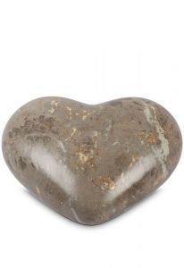 Halfstaande bruine hart urn met marmer motief - Love Collectie