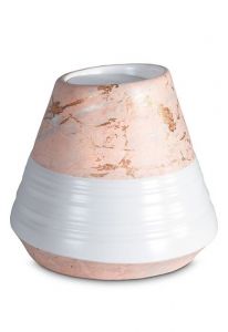 Porseleinen urn 'Maya' | Roze marmer motief