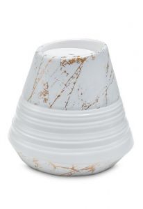 Porseleinen urn 'Maya' | Carrara marmer met goudkleurige aders motief