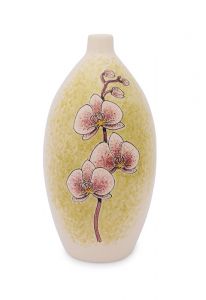 Handbeschilderde urn 'Orchidee' roze-wit