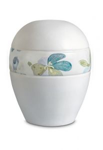 Porseleinen urn 'Planet' - Band met bloemen