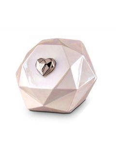 Mini urn van keramiek 'Diamant' met zilverkleurig hartje