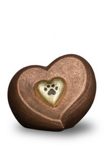 Hartvormige dierenurn met pootafdruk - groot