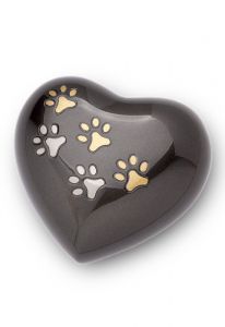 Dierenurn hart met zilver- en goudkleurige pootafdrukken