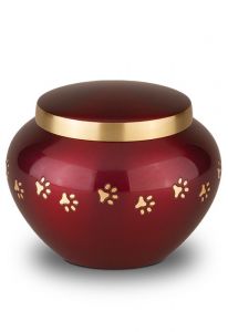 Rode dierenurn met goudkleurige pootafdrukken | small