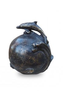 Bronzen mini urn met dolfijn