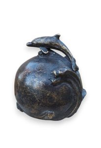 Bronzen mini urn met dolfijn