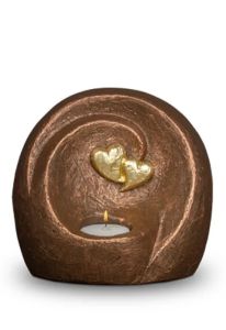 Keramische duo mini urn ‘Eeuwige Verbintenis’ met kaarshouder