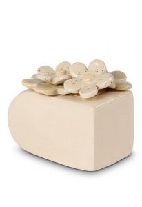 Beige mini urn van keramiek 'Flowerbox'